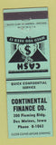 Matchbook Cover - Continental Finance Des Moines IA