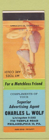 Matchbook Cover - Charles Wolf Match Collector Philadelphia PA pinup
