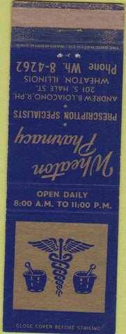 Matchbook Cover - Wheaton Pharmacy IL WEAR