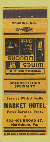 Matchbook Cover - Market Hotel Harrisburg PA YELLOW
