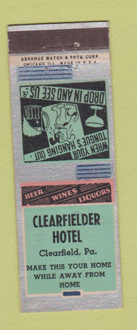 Matchbook Cover - Clearfielder Hotel Clearfield PA ADVANCE
