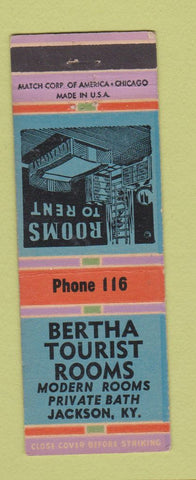 Matchbook Cover - Bertha Tourist Rooms motel Jackson KY