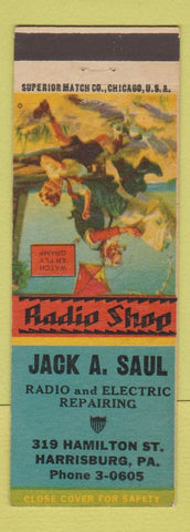 Matchbook Cover Jack Saul Radio Electric Repair Harrisburg PA Terry Says girlie
