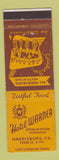 Matchbook Cover - Hotel Warner Harrisburg PA