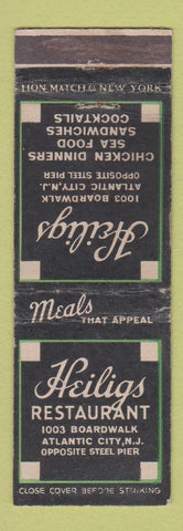 Matchbook Cover - Heiligs Restaurant Atlantic City NJ WEAR