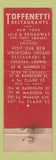 Matchbook Cover - Toffenetti Restaurants New York City Chicago WEAR