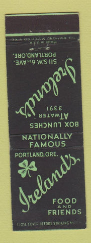Matchbook Cover - Ireland's Restaurant Portland OR