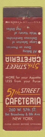 Matchbook Cover - 57th Street Cafeteria New York City