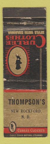 Matchbook Cover - Curlee Men's Clothes Thompson's New Rockford ND WORN