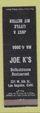 Matchbook Cover - Joe Ke's Deli Restaurant Los Angeles CA