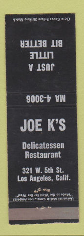 Matchbook Cover - Joe Ke's Deli Restaurant Los Angeles CA