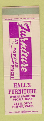 Matchbook Cover - Hall's Furniture Fresno CA