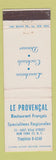 Matchbook Cover - Le Provencal French Restaurant New York City