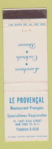 Matchbook Cover - Le Provencal French Restaurant New York City