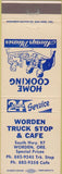Matchbook Cover - Worden Truck Stop Worden OR