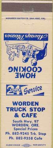 Matchbook Cover - Worden Truck Stop Worden OR