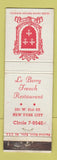 Matchbook Cover - Le Berry French Restaurant New York City WEAR