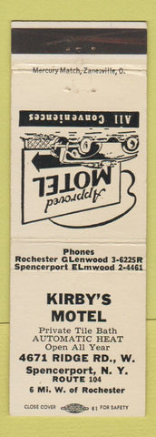 Matchbook Cover - Kirby's Motel Spencerport NY