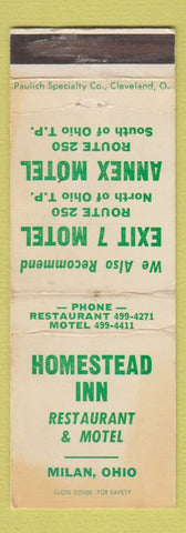 Matchbook Cover - Homestead Inn Milan OH WORN