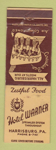 Matchbook Cover - Hotel Warner Harrisburg PA
