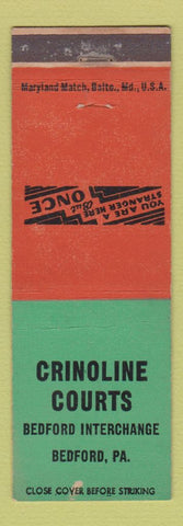 Matchbook Cover - Crinoline Courts Motel Bedford PA