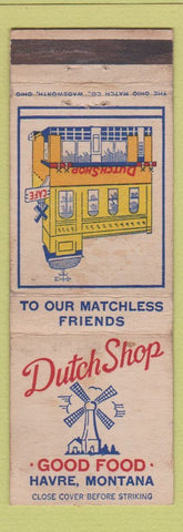 Matchbook Cover - Dutch Shop Restaurant Havre MT