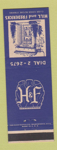 Matchbook Cover - Hill and Fredericks Mortuary Davenport IA