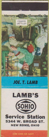 Matchbook Cover - Lamb's Sohio oil gas New Rome OH