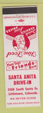 Matchbook Cover - Santa Anita Drive In Littletown Colorado Littleton