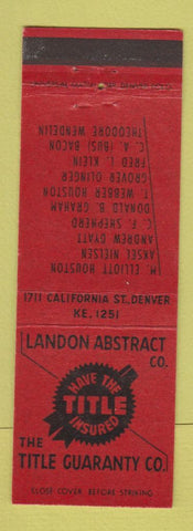 Matchbook Cover - Landon Abstract Company Title Guaranty Denver Colorado