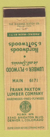 Matchbook Cover - Frank Paxton Lumber Denver Colorado