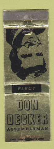 Matchbook Cover - Don Decker Assemblyman Election CA? WEAR