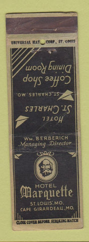 Matchbook Cover - Hotel Marquette Cape Girardeau MO UNIVERSAL LONG WEAR
