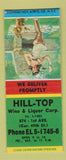 Matchbook Cover - Hill Top Liquor pinup New York City BOBTAIL
