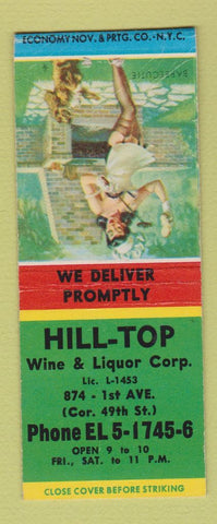 Matchbook Cover - Hill Top Liquor pinup New York City BOBTAIL