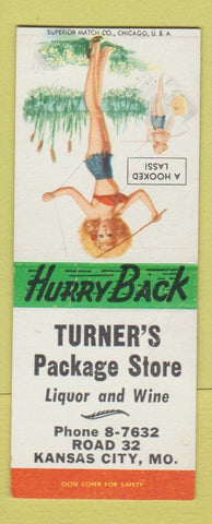 Matchbook Cover - Turner's Package Liquor Kansas City MO pinup WEAR BOBTAIL