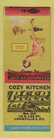 Matchbook Cover - Cozy Kitchen Louisville KY pinup BOBTAIL