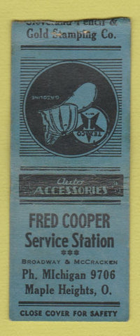 Matchbook Cover - Fred Cooper Texaco oil gas Maple Heights OH BOBTAIL