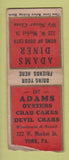 Matchbook Cover - Adams Diner York PA WEAR BOBTAIL