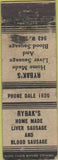 Matchbook Cover - Rybak's Liver Sausage Blood Sausage POOR