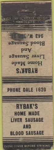 Matchbook Cover - Rybak's Liver Sausage Blood Sausage POOR
