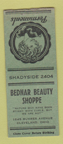 Matchbook Cover - Bednar Beauty Shoppe Cleveland OH girlie BOBTAIL