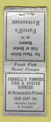 Matchbook Cover - Farrell's Famous Fish Oyster Dinners Cleveland OH BOBTAIL