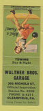 Matchbook Cover - Walther Bros Garage Clearfield PA pinup BOBTAIL