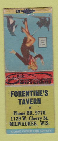 Matchbook Cover - Forentine's Tavern Milwaukee WI pinup WEAR BOBTAIL