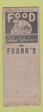 Matchbook Cover - Frank's Fine Food Starke FL pinup WEAR BOBTAIL