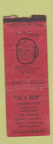 Matchbook Cover - Al's Den WORN BOBTAIL