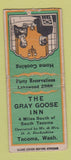 Matchbook Cover - Gray Goose Inn Tacoma WA WORN BACK BOBTAIL