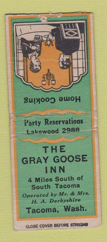 Matchbook Cover - Gray Goose Inn Tacoma WA WORN BACK BOBTAIL