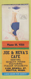 Matchbook Cover - Joe & Neva's Cafe Seattle WA pinup BOBTAIL
